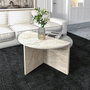 Hanah Home Dolunay Juego de Mesas de Centro Gris y Travertino